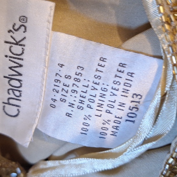 Vintage Gold-Beaded Formal Floral Crop Blouse, sz 4, NWT - Picture 10 of 11